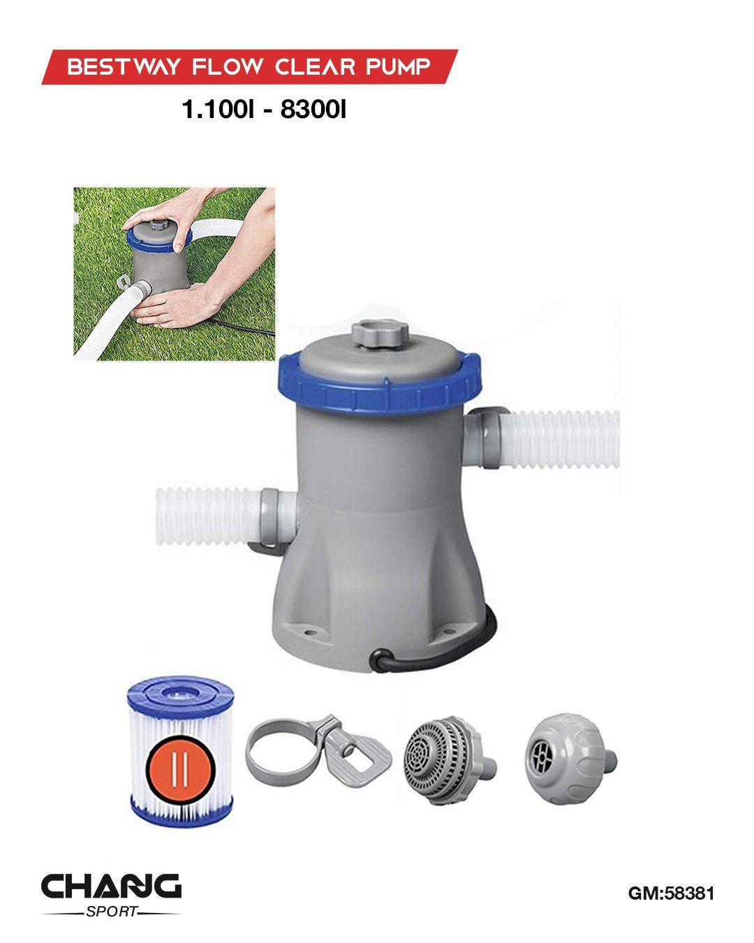 Bestway Flowclear Filter Pump – Up to 8,300 L "58381"