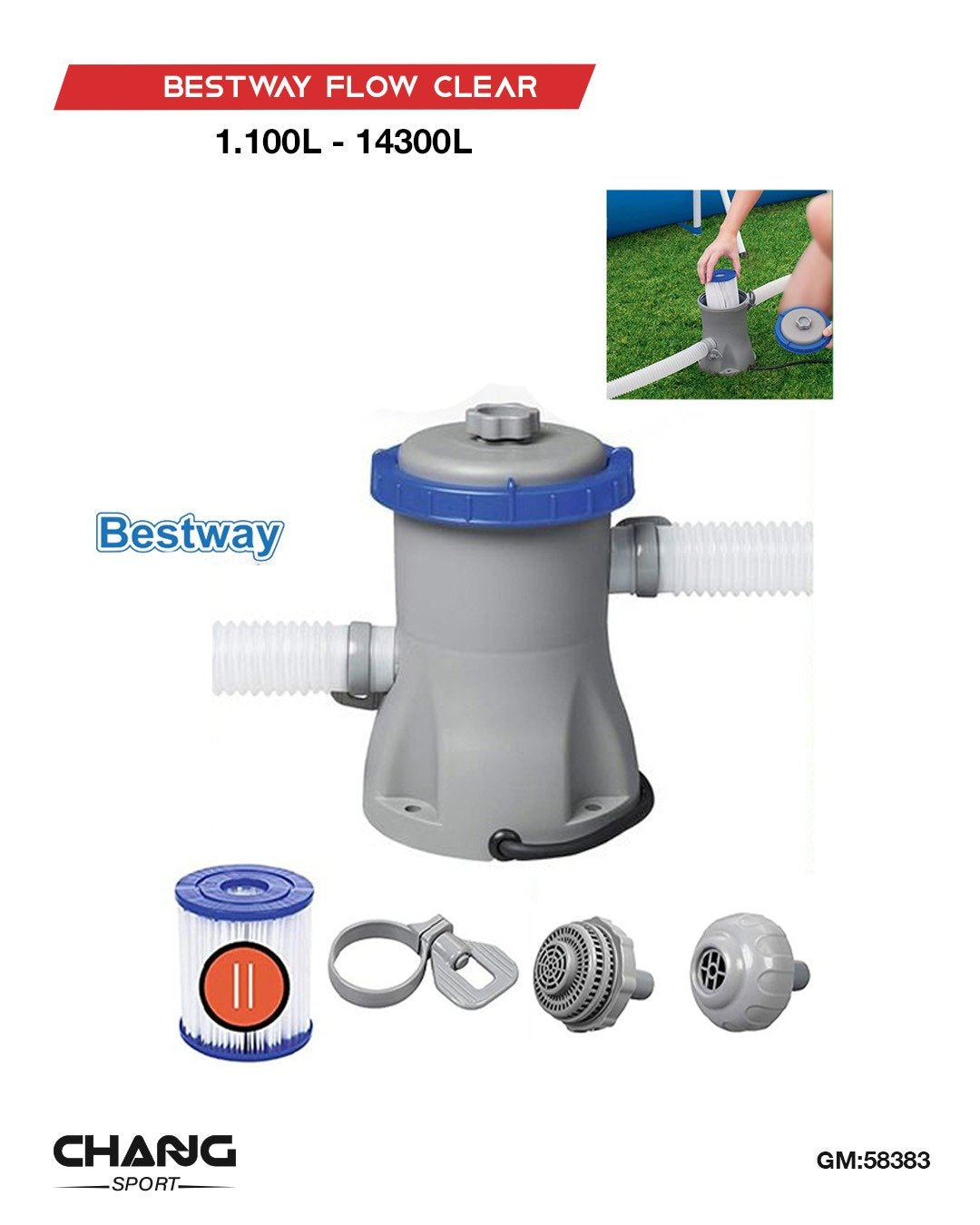 Bestway Flowclear Filter Pump – Up to 14,300 L "58383"