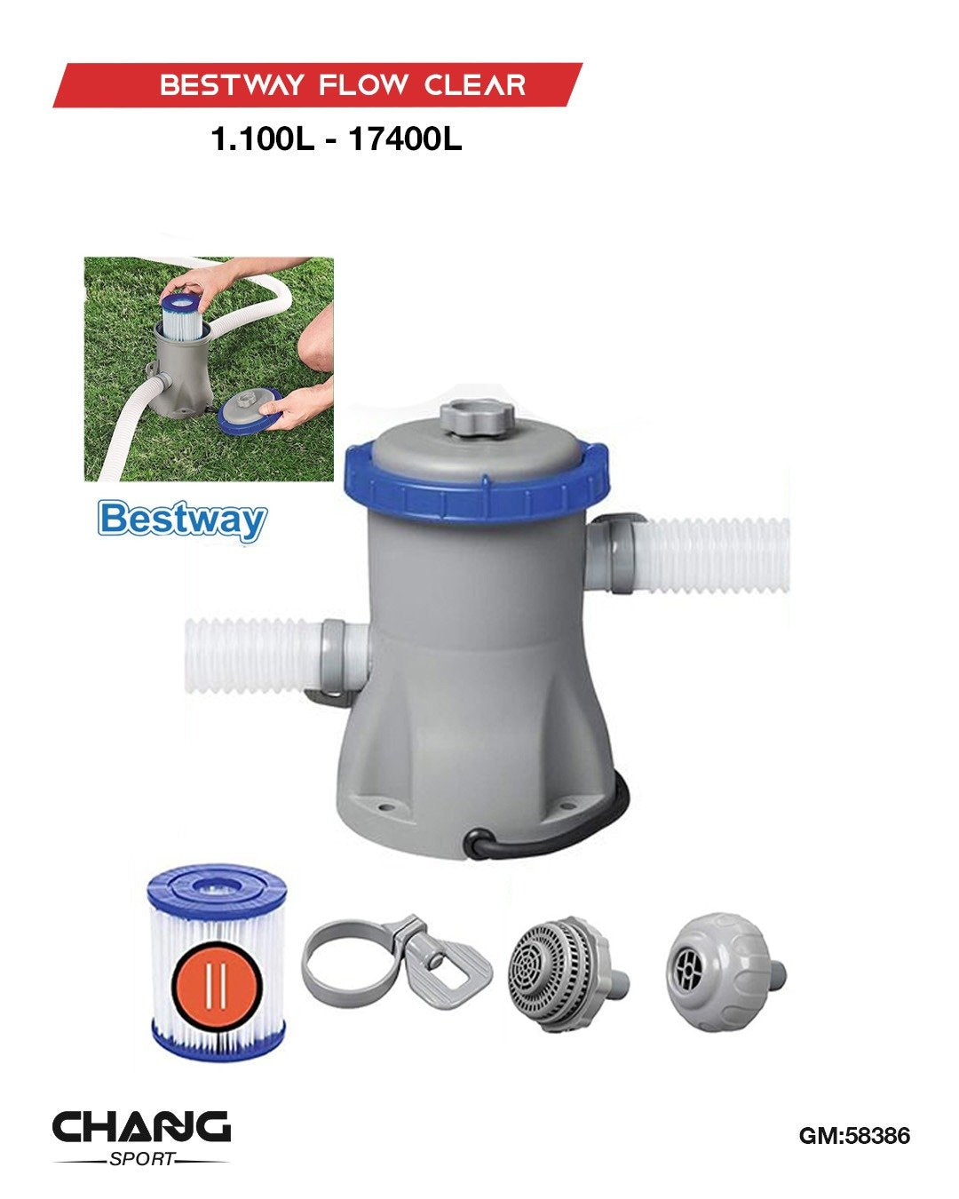 Bestway Flowclear Filter Pump – Up to 17,400 L "58386"