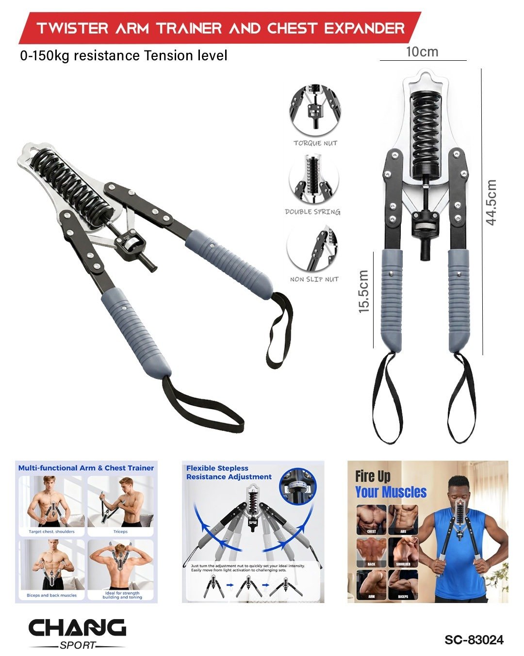 Adjustable Twister Arm Trainer & Chest Expander – 0–150kg Resistance Upper Body Strength Trainer "SC-83024"