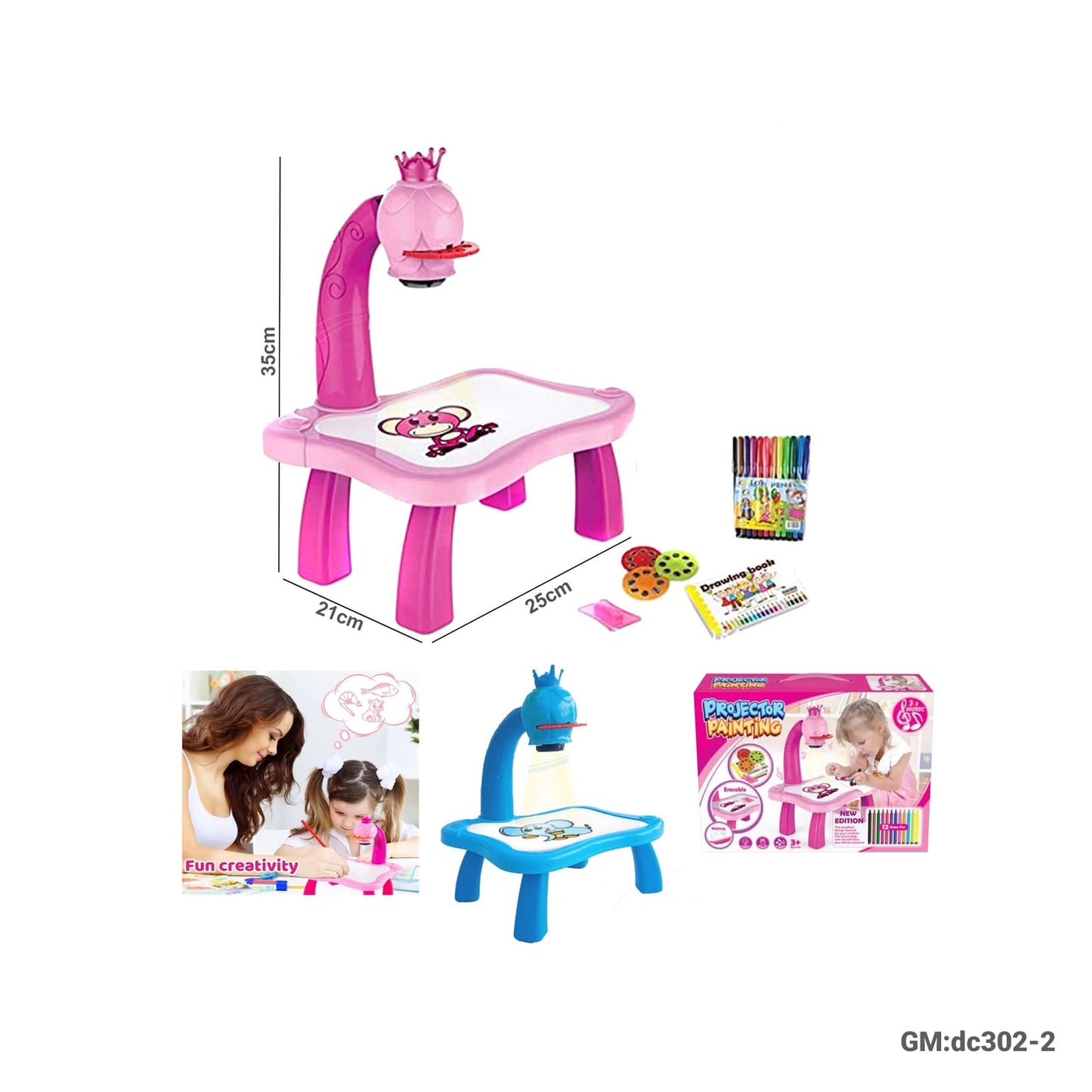 Children LED Projector Art Painting Table Desk "dc302-2"