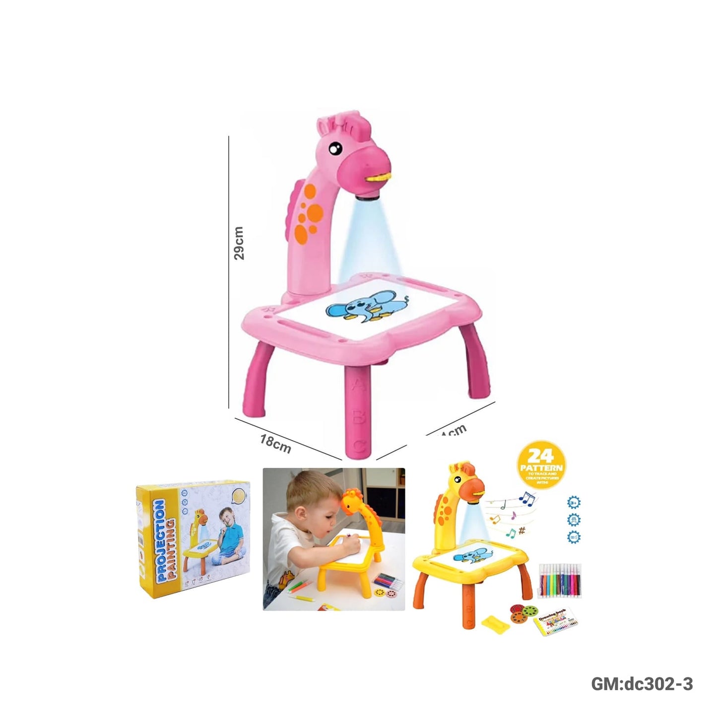 Children LED Projector Art Painting Table Desk "dc302-3"