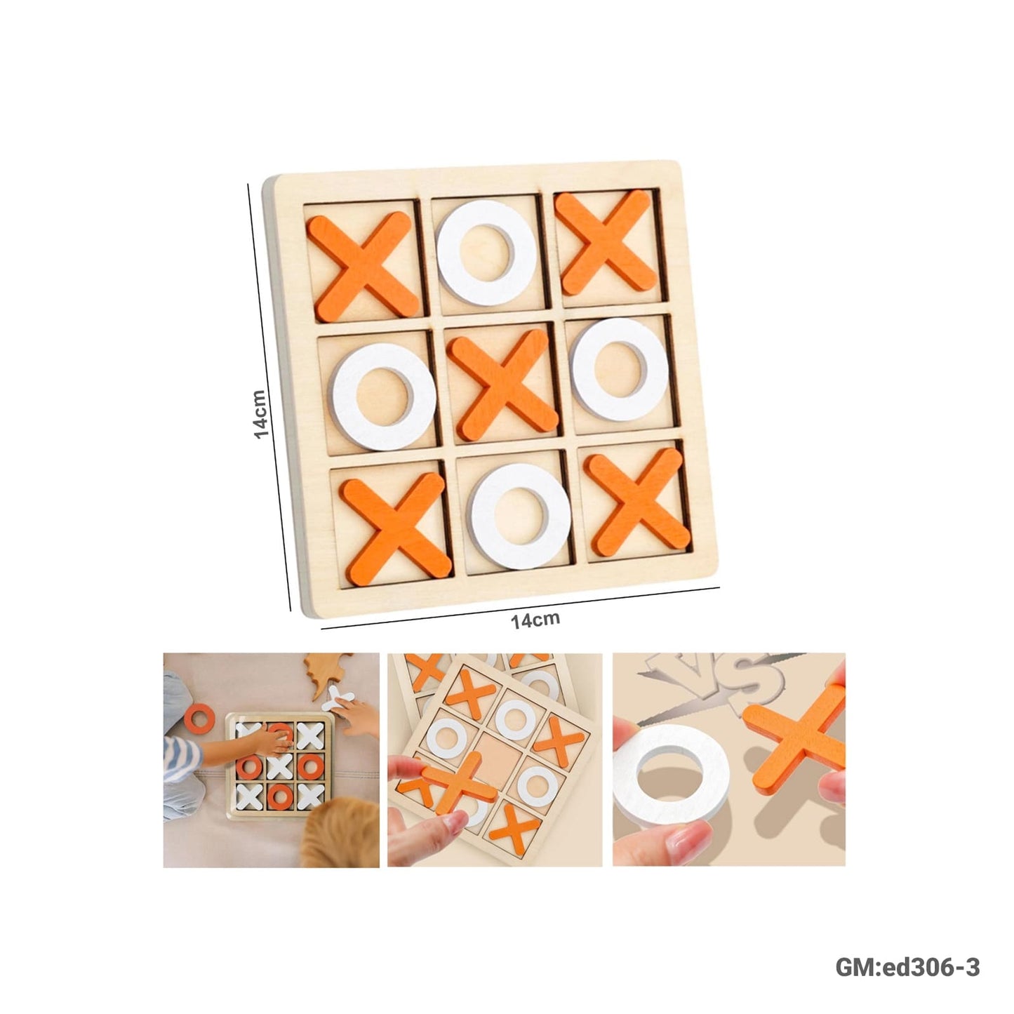 Wooden Board Game Tic Tac Toe Xoxo Chess Board "ed306-3"