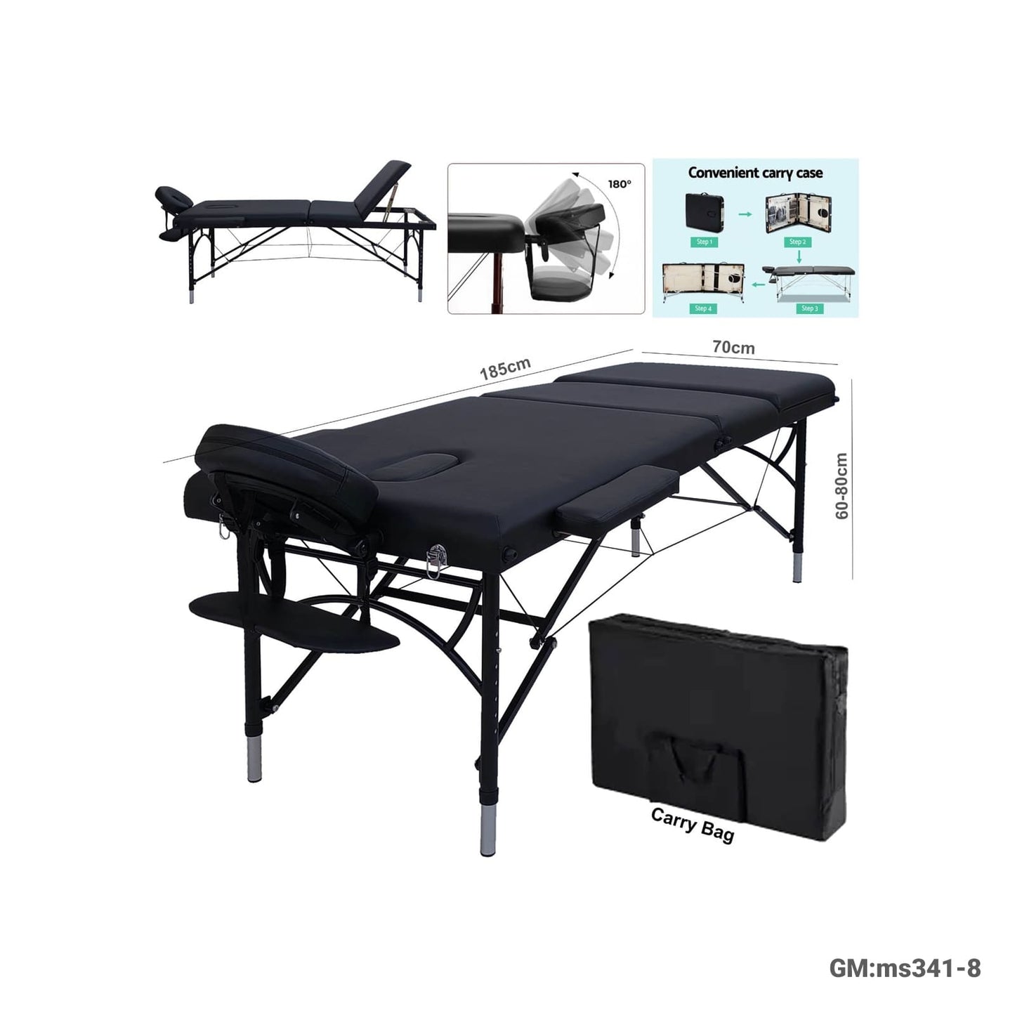 Foldable Portable Aluminum Massage Bed "ms341-8"
