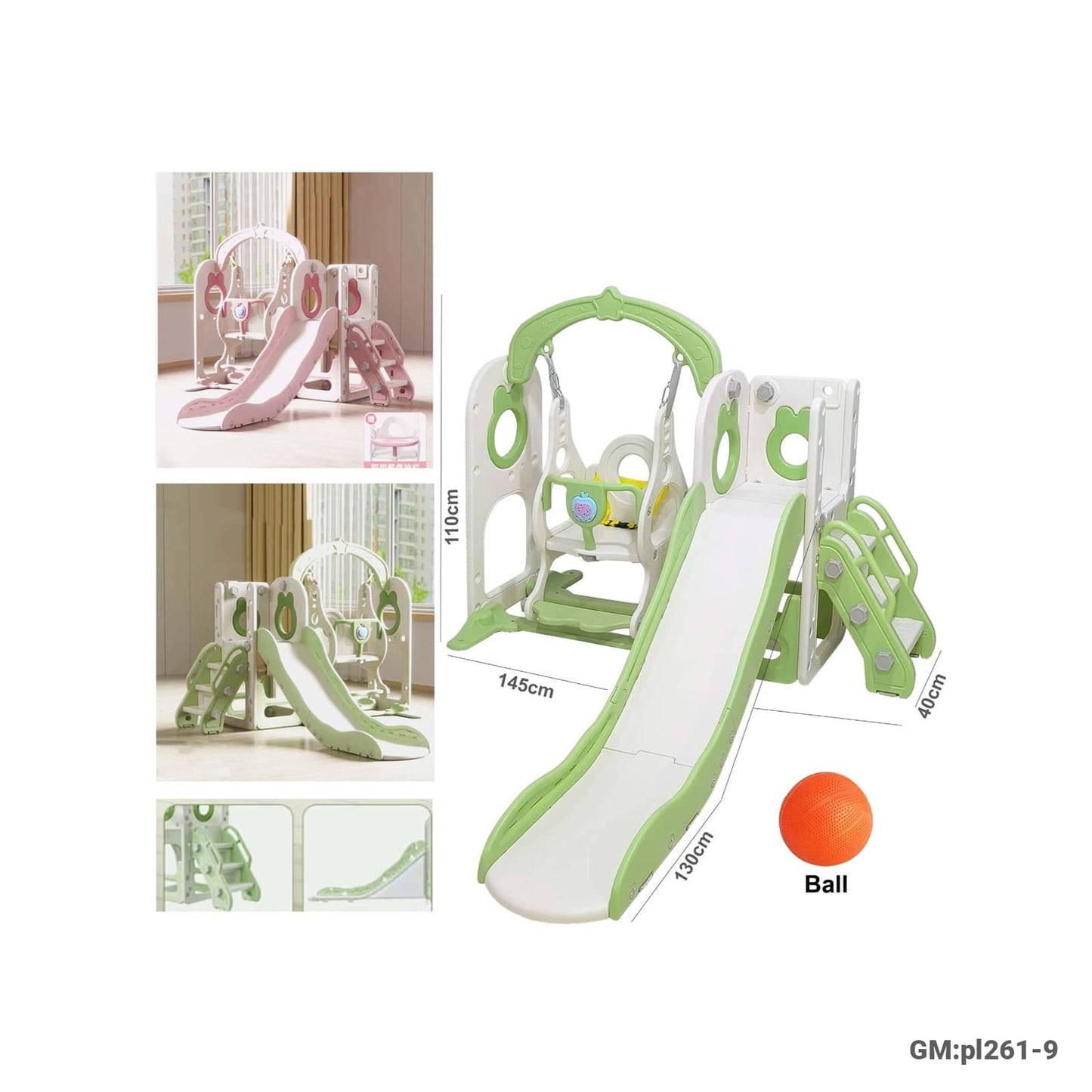 3 in 1 Kids Slide & Swing Set (pl261-9)