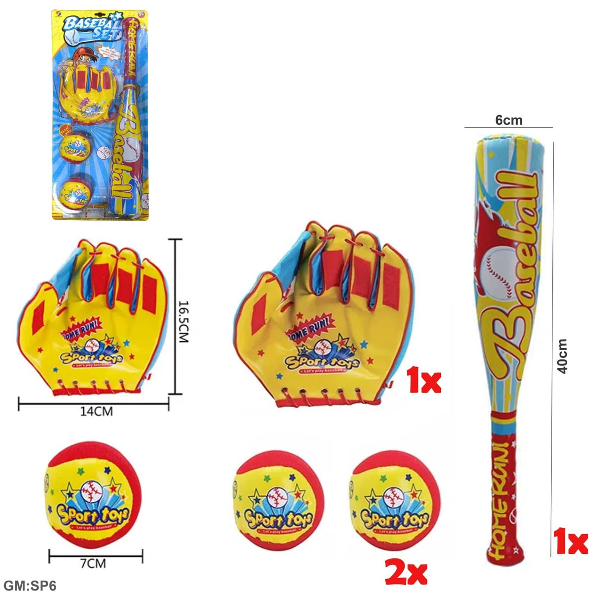 Kids Baseball set Sports T-Ball with Glove & Foam Balls"SP6"