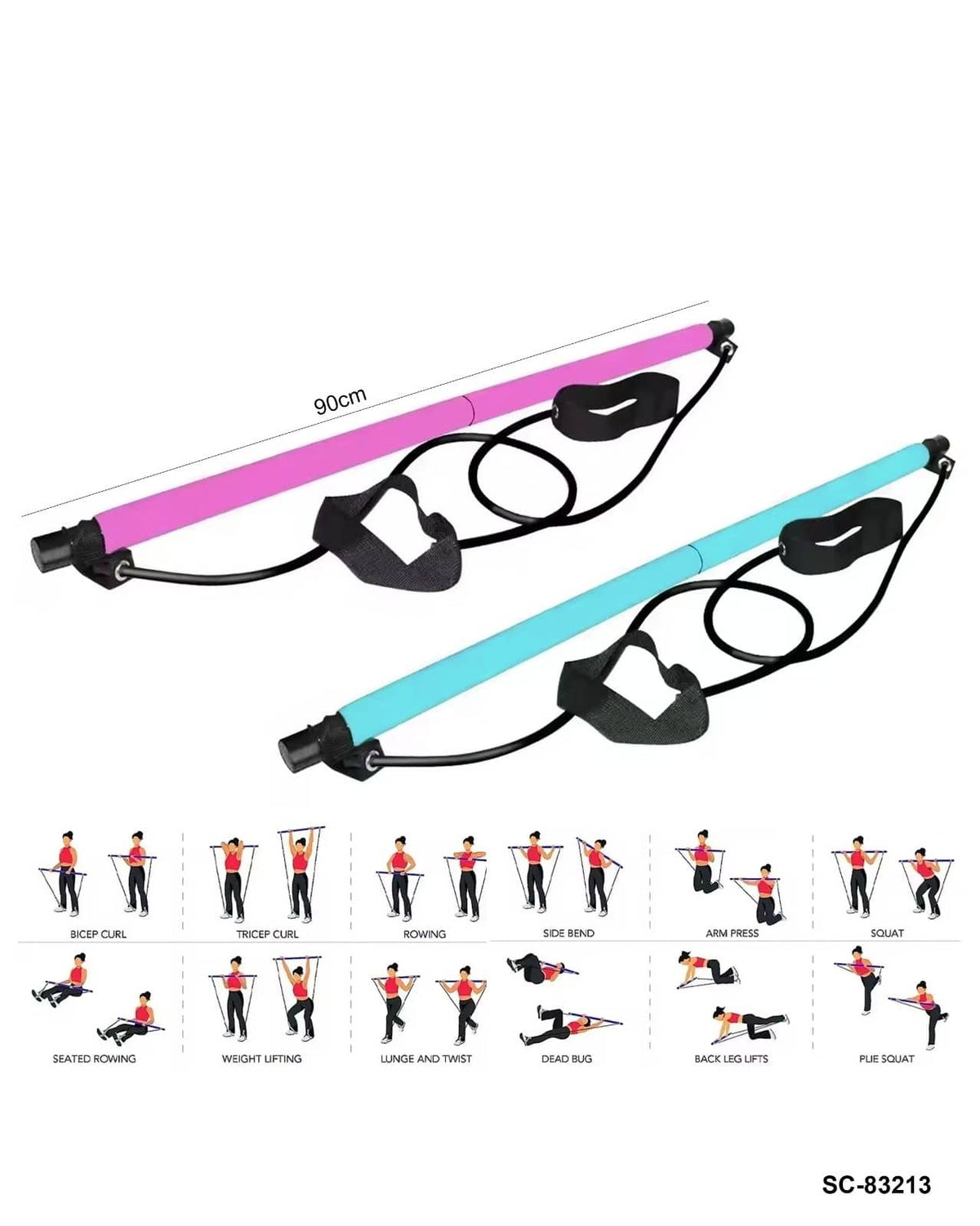Pilates Stick Fitness Bar – Elastic Resistance Workout Bar"SC-83213"