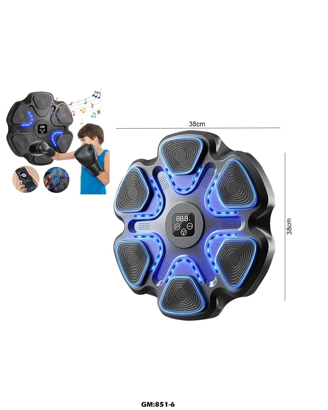 Intelligent Boxing Machine – Wall-Mounted Boxing Trainer with LED Display & Music | Interactive Punch Trainer for Kids & Adults "851-6"