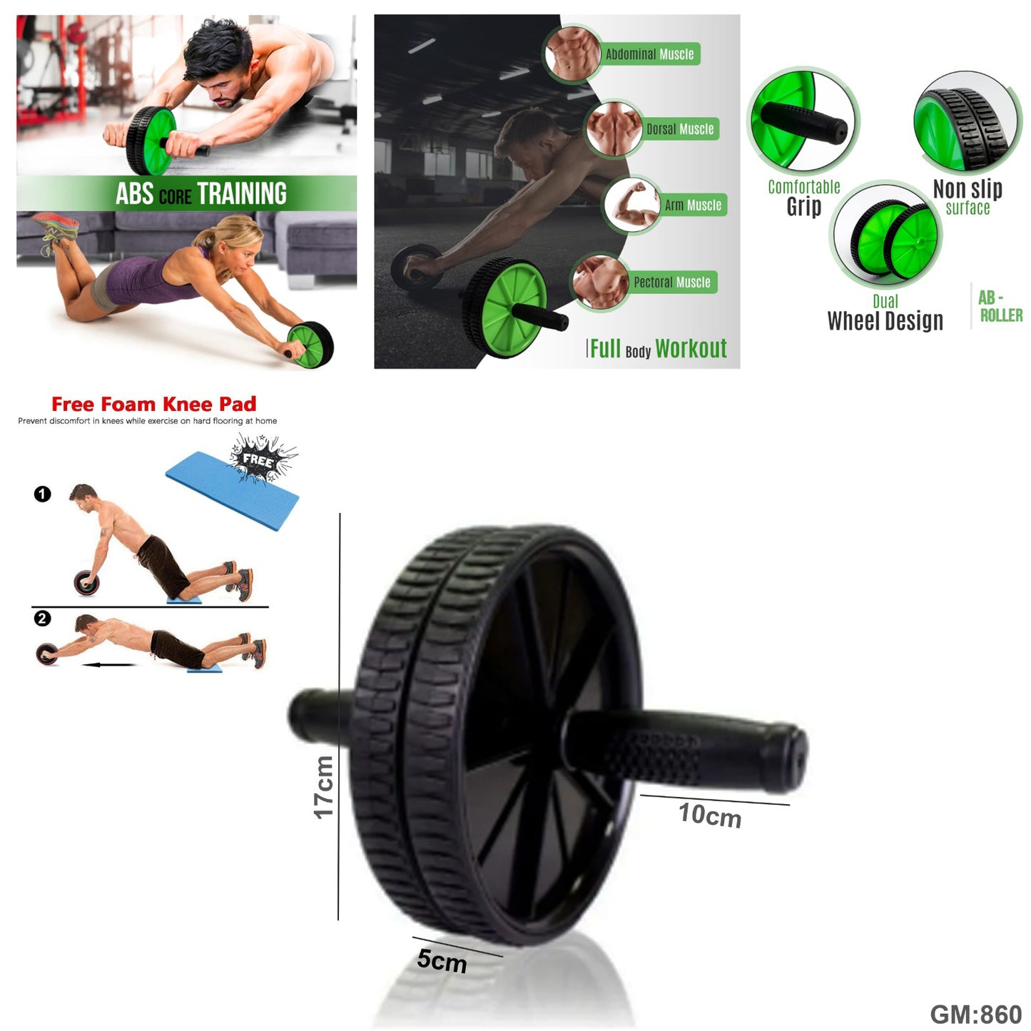 Fitness AB Wheel Roller Kit for Abdominal Exercises "860"