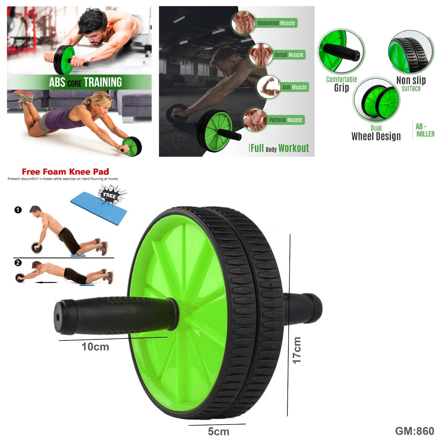 Fitness AB Wheel Roller Kit for Abdominal Exercises "860"