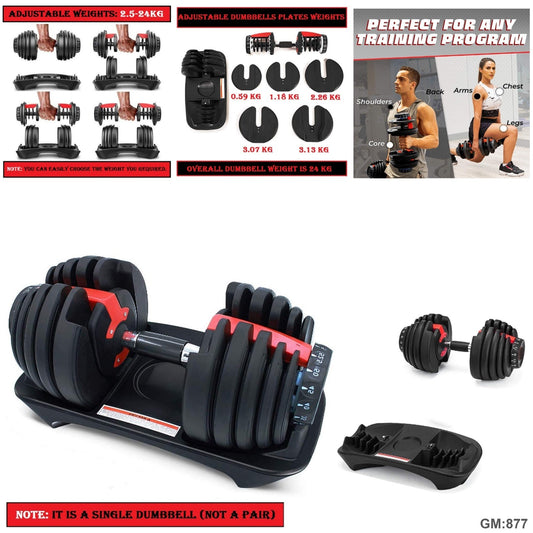 Alloy Steel Adjustable Dumbbells 2.5kg to 24kg for Fitness "877"