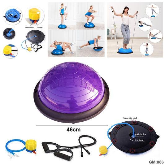 Balance Ball Trainer - Non Slip Half Yoga Exercise Ball with Resistance Bands & Pump "886"