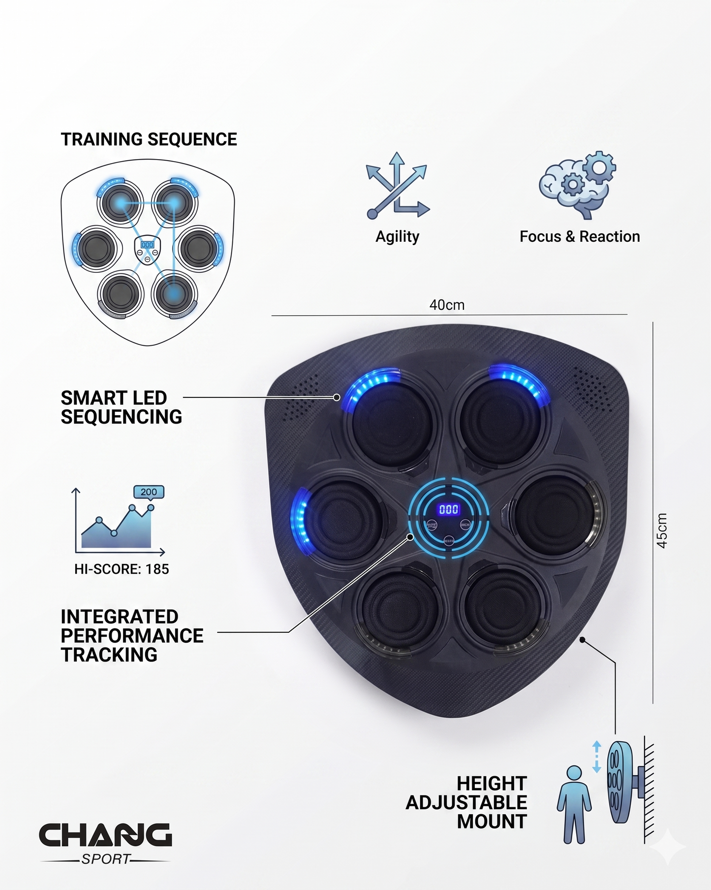 Intelligent Boxing Machine – LED Display | Wall-Mounted Punch Training Pad
