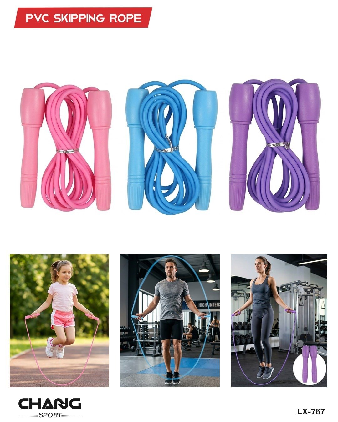 PVC Skipping Rope – Lightweight Fitness Jump Rope "LX-767"
