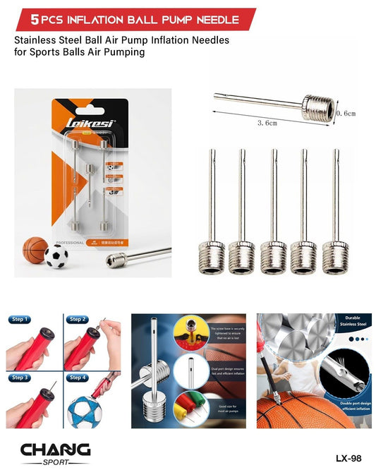 5-Piece Stainless Steel Ball Pump Needle Set "LX-98"
