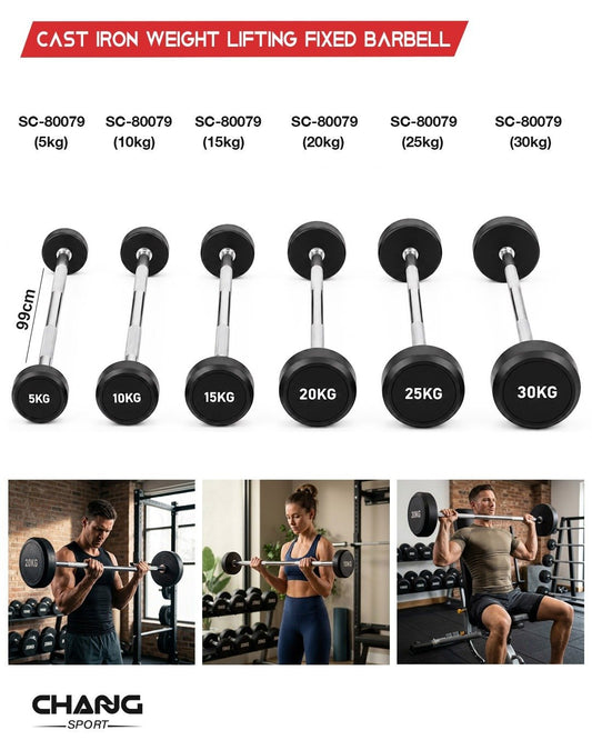Cast Iron Fixed Weight Lifting Barbell "SC-80079"