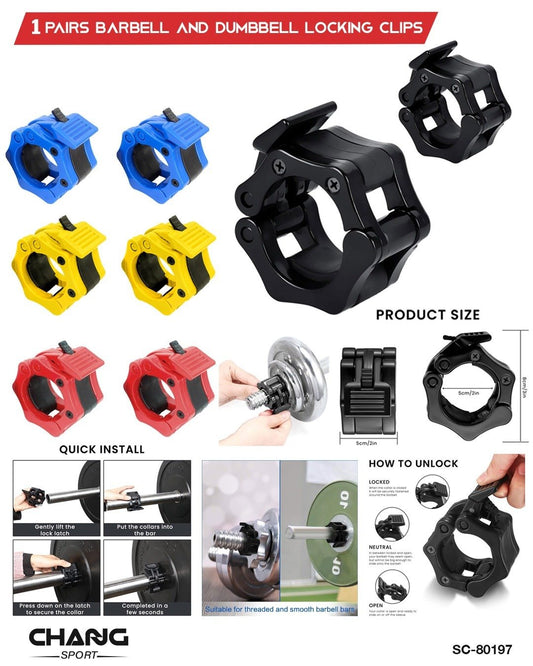 Barbell & Dumbbell Locking Clips – 1 Pair Quick-Lock Collars "SC-80197"