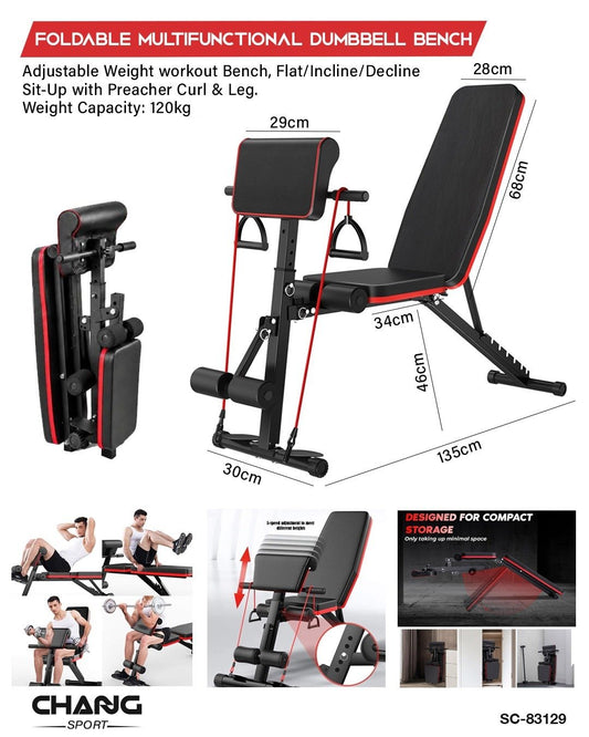 Foldable Multifunctional Adjustable Workout Bench "SC-83129"