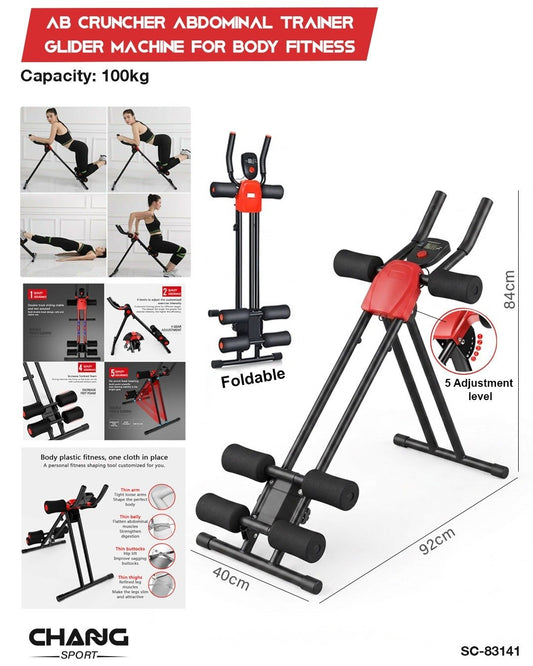 Foldable Ab Cruncher Abdominal Trainer Glider Machine with LCD Display – Adjustable Core Workout Equipment "SC-83141"