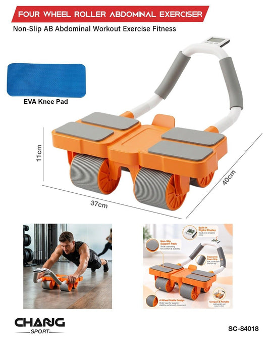 Four-Wheel Ab Roller – Abdominal Exercise Trainer with Digital Display "SC-84018"