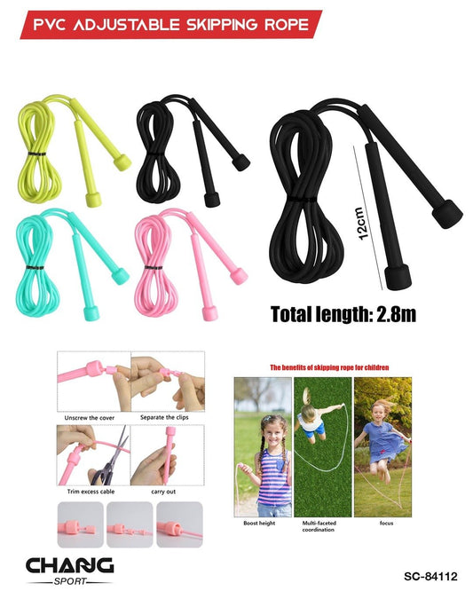 PVC Adjustable Skipping Rope 2.8M – Fitness Jump Rope for Adults & Kids "SC-84112"
