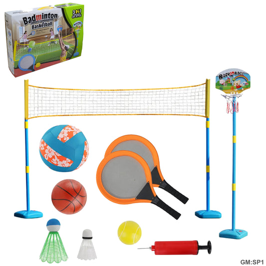 3in 1 kids Basketball & Badminton sport combination Set"SP1"