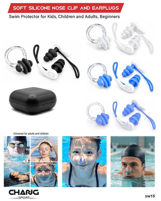 Silicone Nose Clip & Earplugs Swimming Set with Storage Case "SW15"
