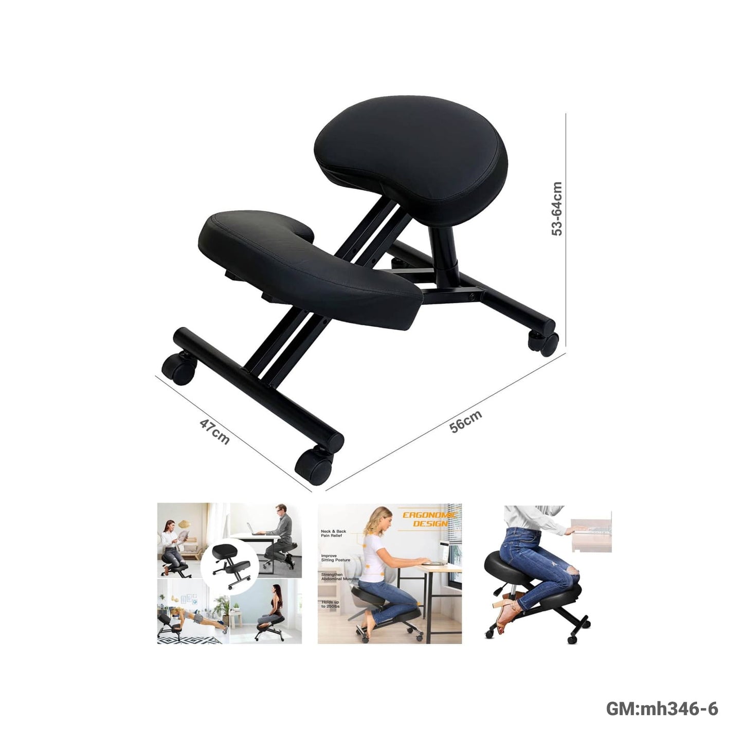 Adjustable Angled Kneeling Stool Chair "mh346-6"
