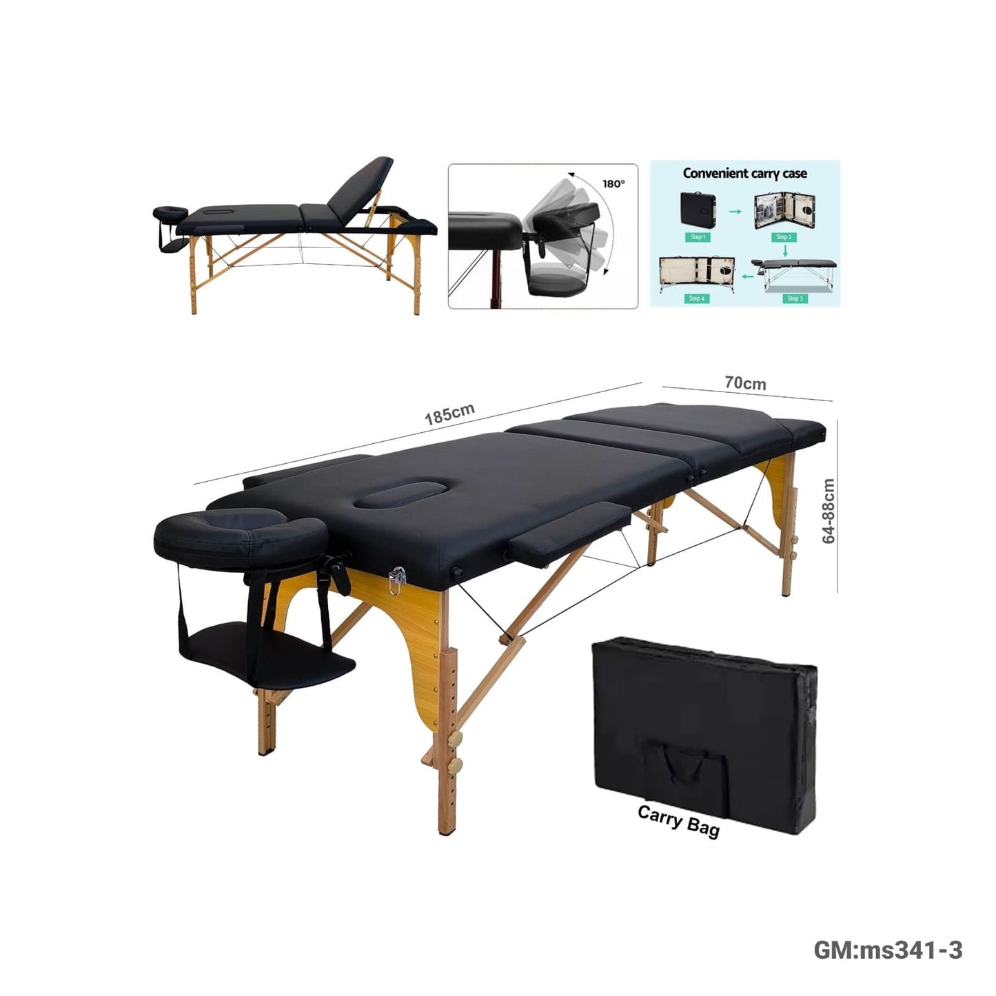 Foldable Portable Wooden Massage Bed "ms341-3"
