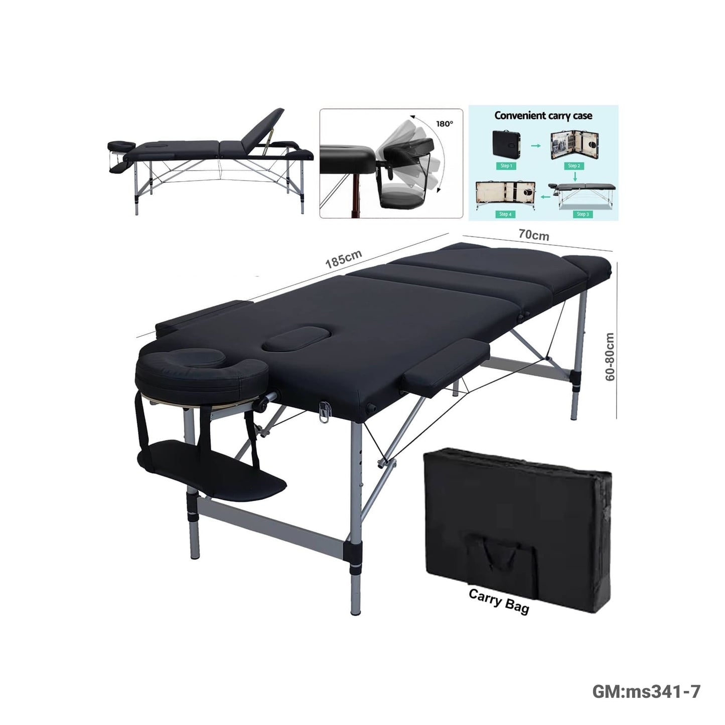 Foldable Portable Aluminum Massage Bed "ms341-7"