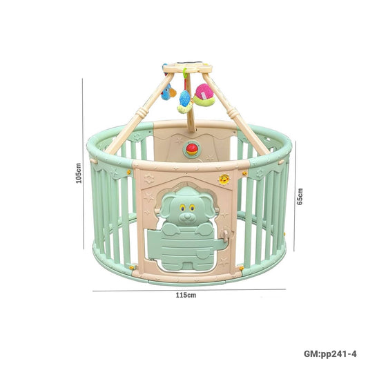 Multicolour Plastic Baby Playpen - Round Shape with Hanging Toys "pp241-4"