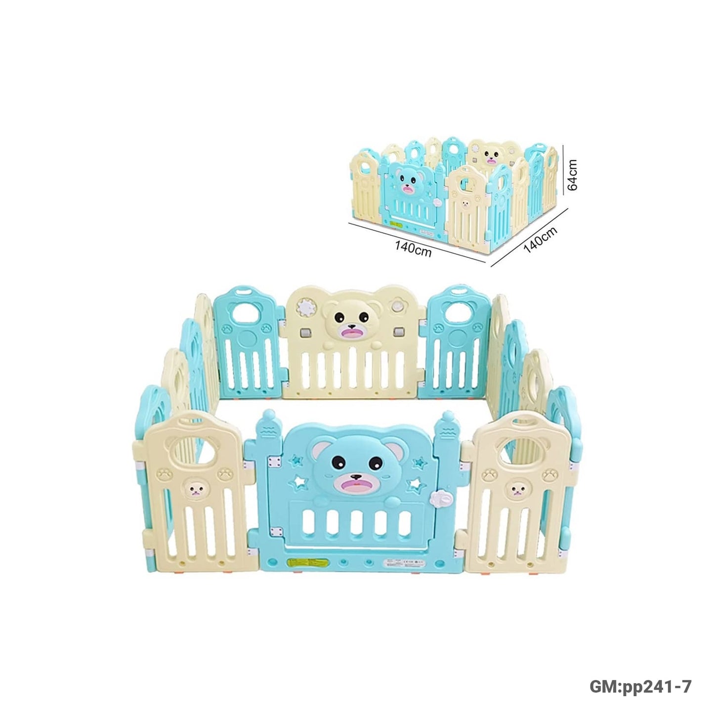 Besrey Baby Playpen with Safety Gate - 14-Panel Foldable Fence - 140x140cm "pp241-7"
